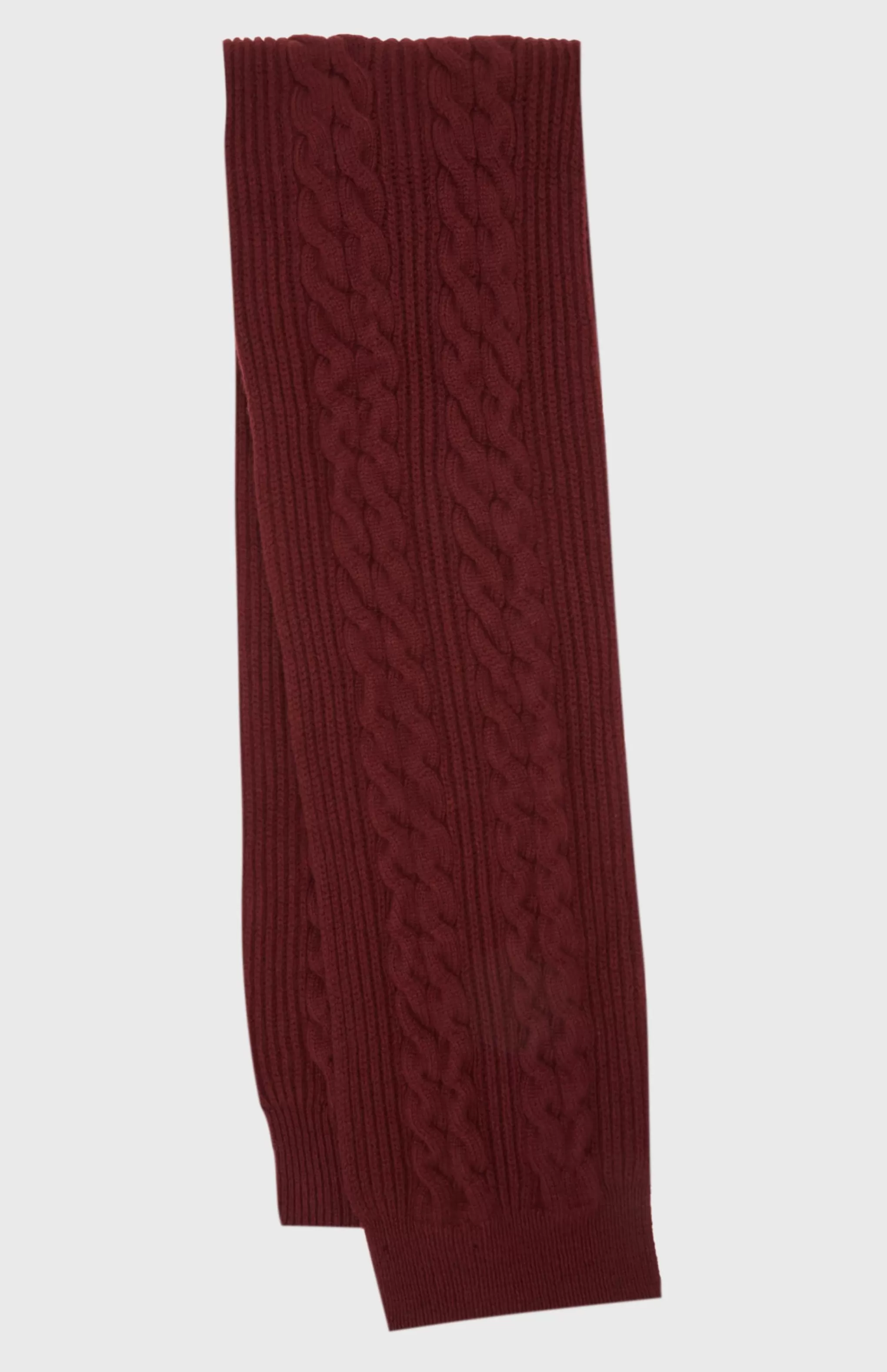 Best All Over Rib And Cable Detail Scarf In Burgundy Men/Women Lambswool