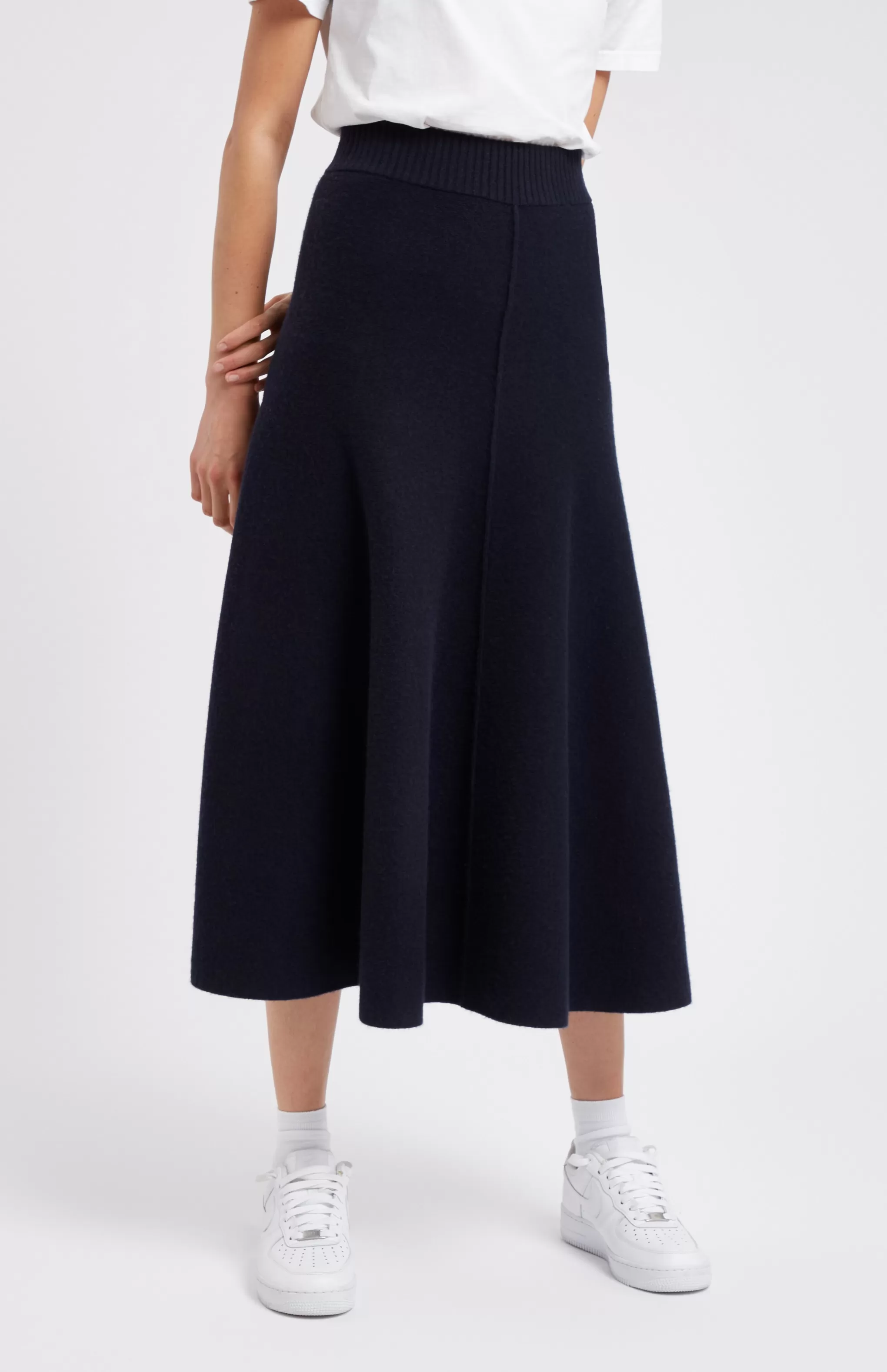 Flash Sale Cashmere Blend Midi Skirt In Indigo Men/Women Skirts