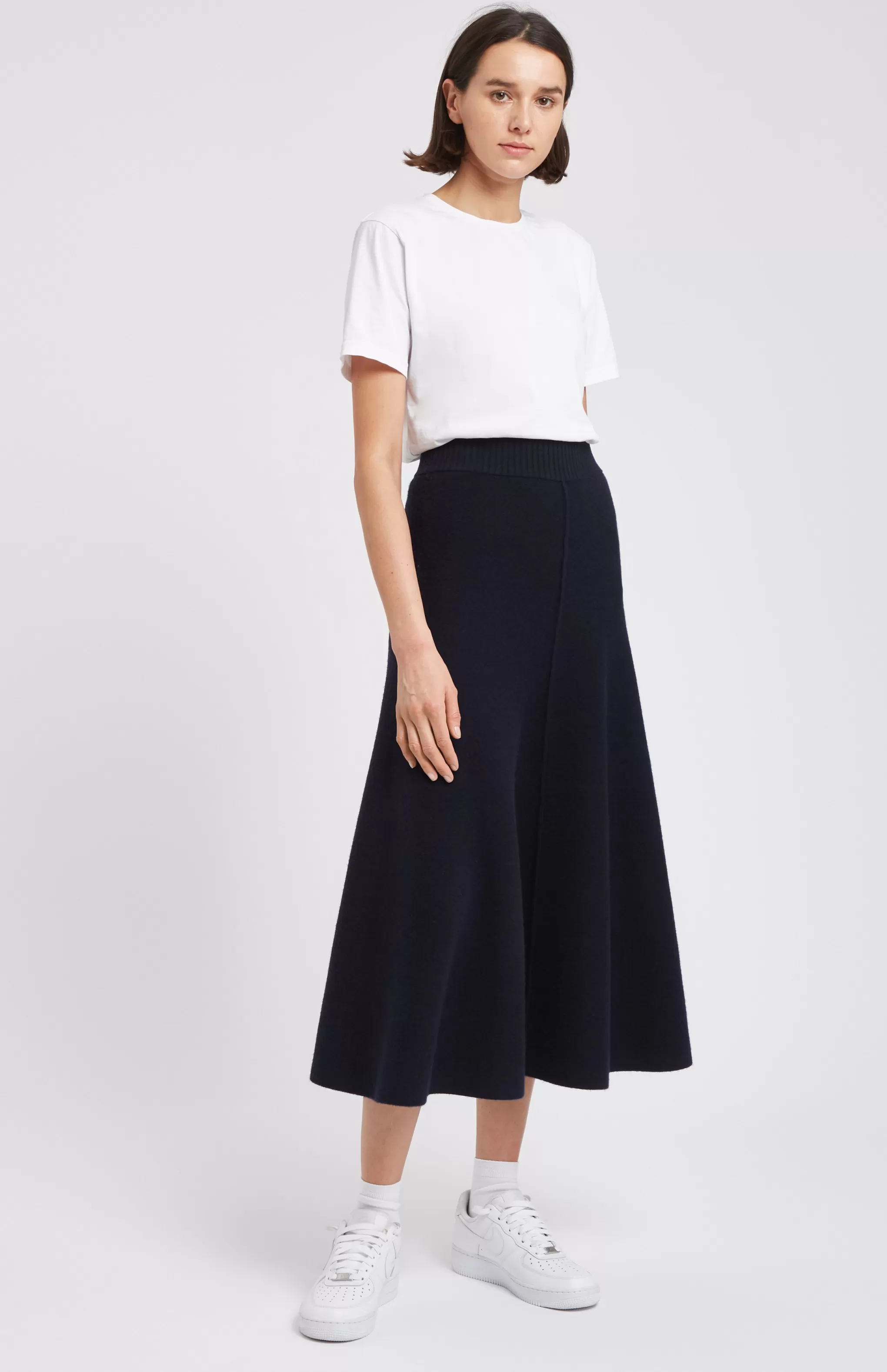 Sale Cashmere Blend Midi Skirt In Indigo Men/Women Medium Weight Knits