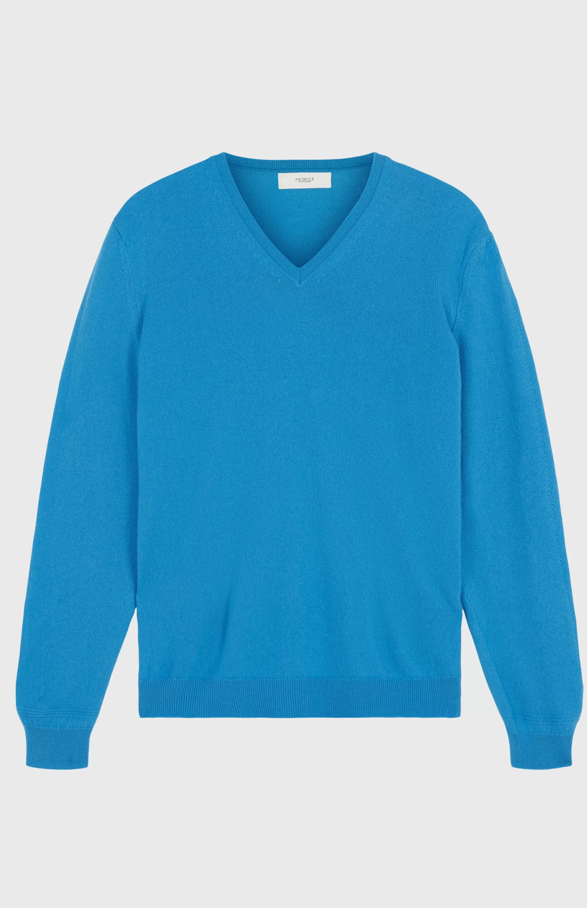 Best Sale Classic V Neck Cashmere Jumper In Azure Blue Men Cashmere