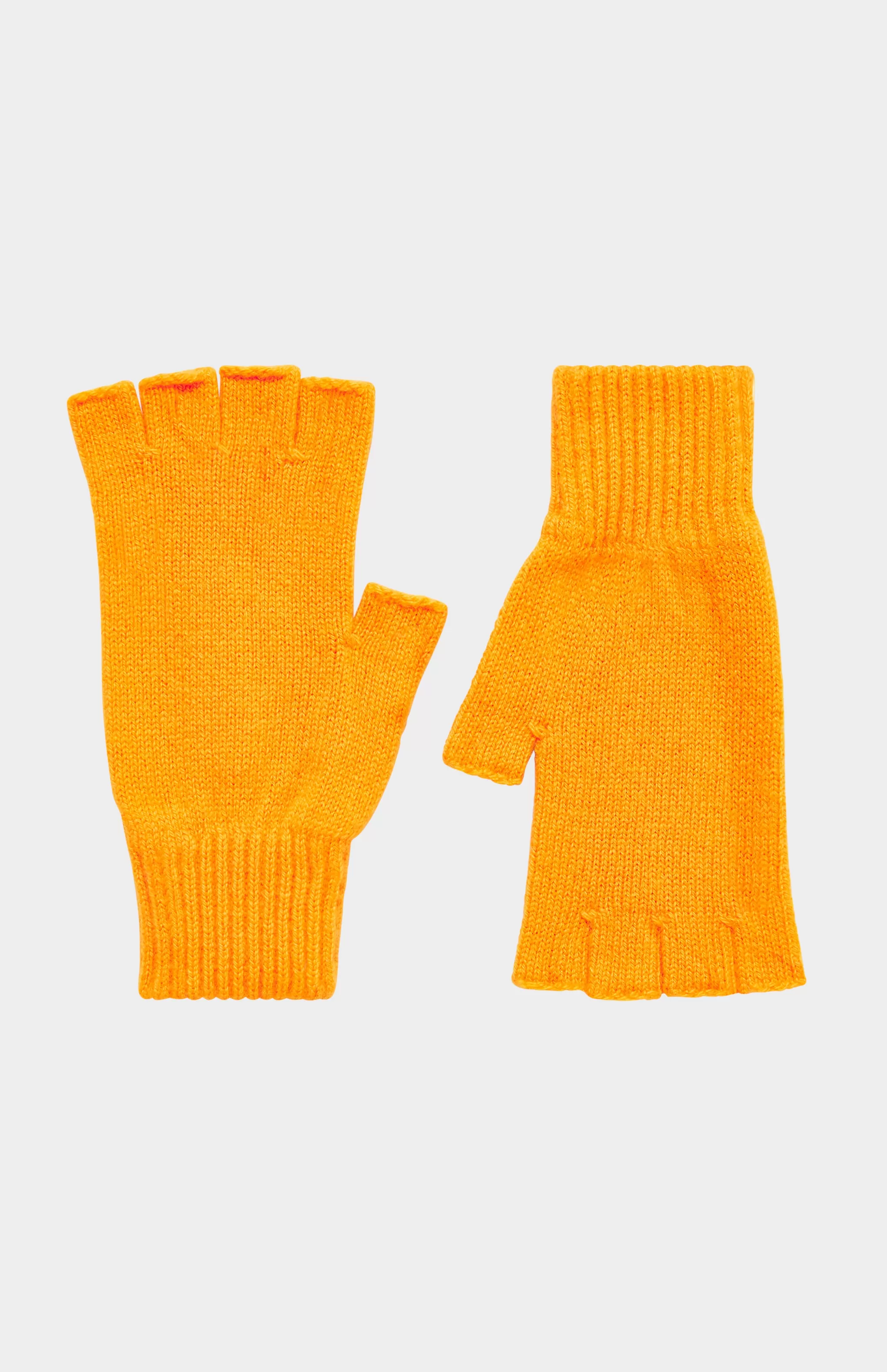 Fashion Cosy Cashmere Fingerless Glove In Orange Men/Women Cashmere