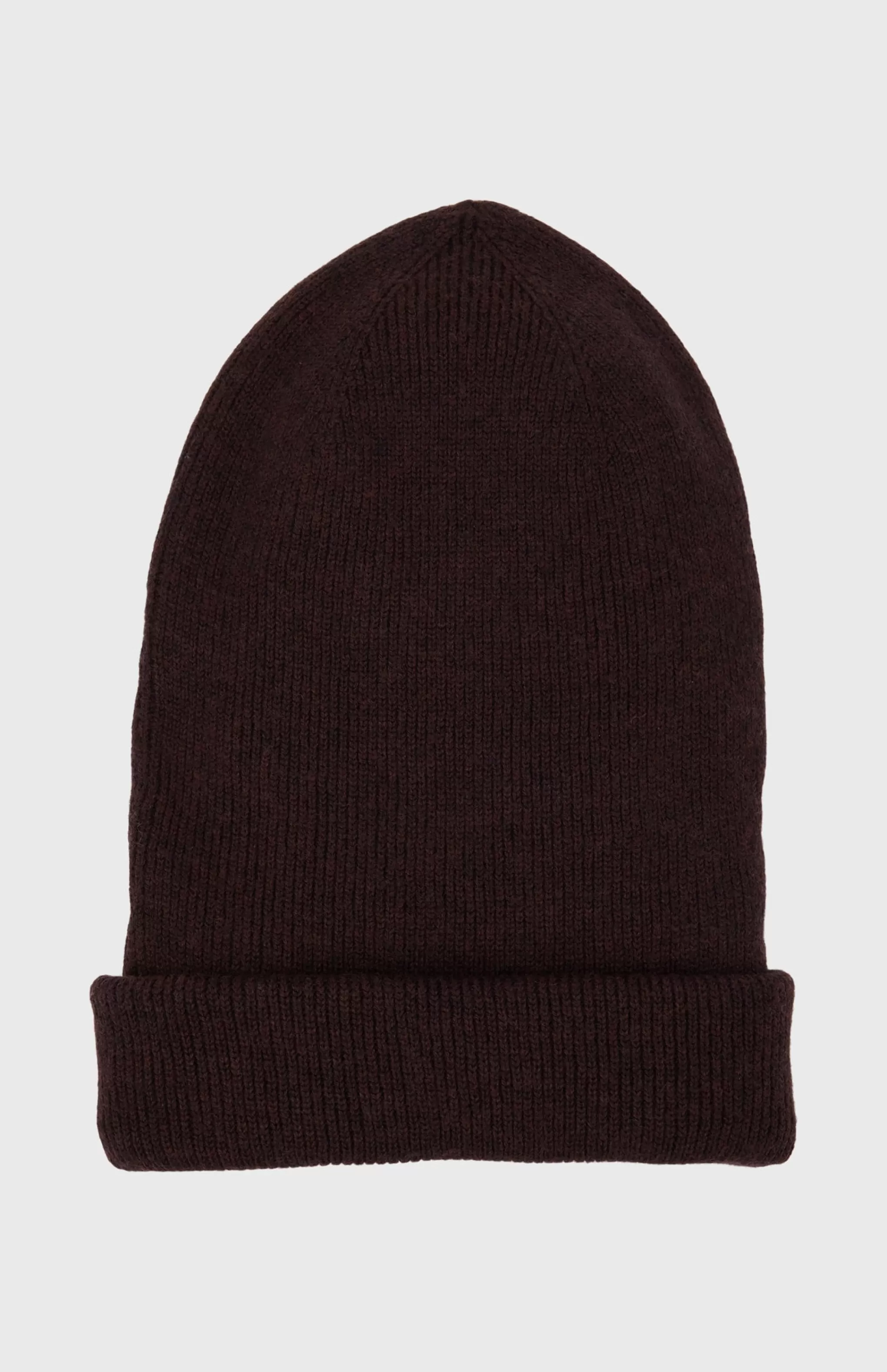Shop Double Layer Ribbed Merino Beanie In Brown Men Hats