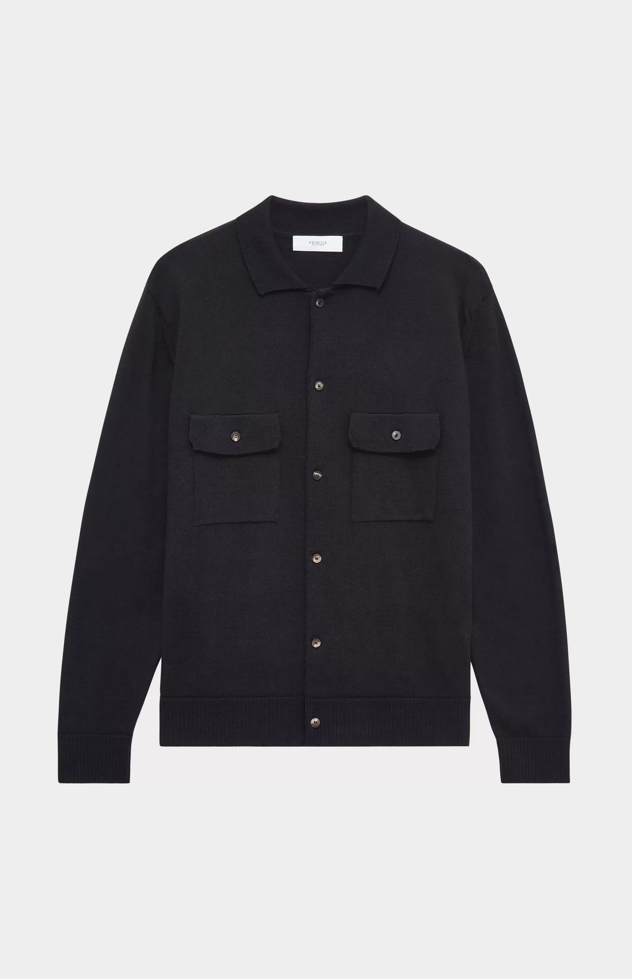 Best Sale Fine Merino Knitted Overshirt In Black Men Merino