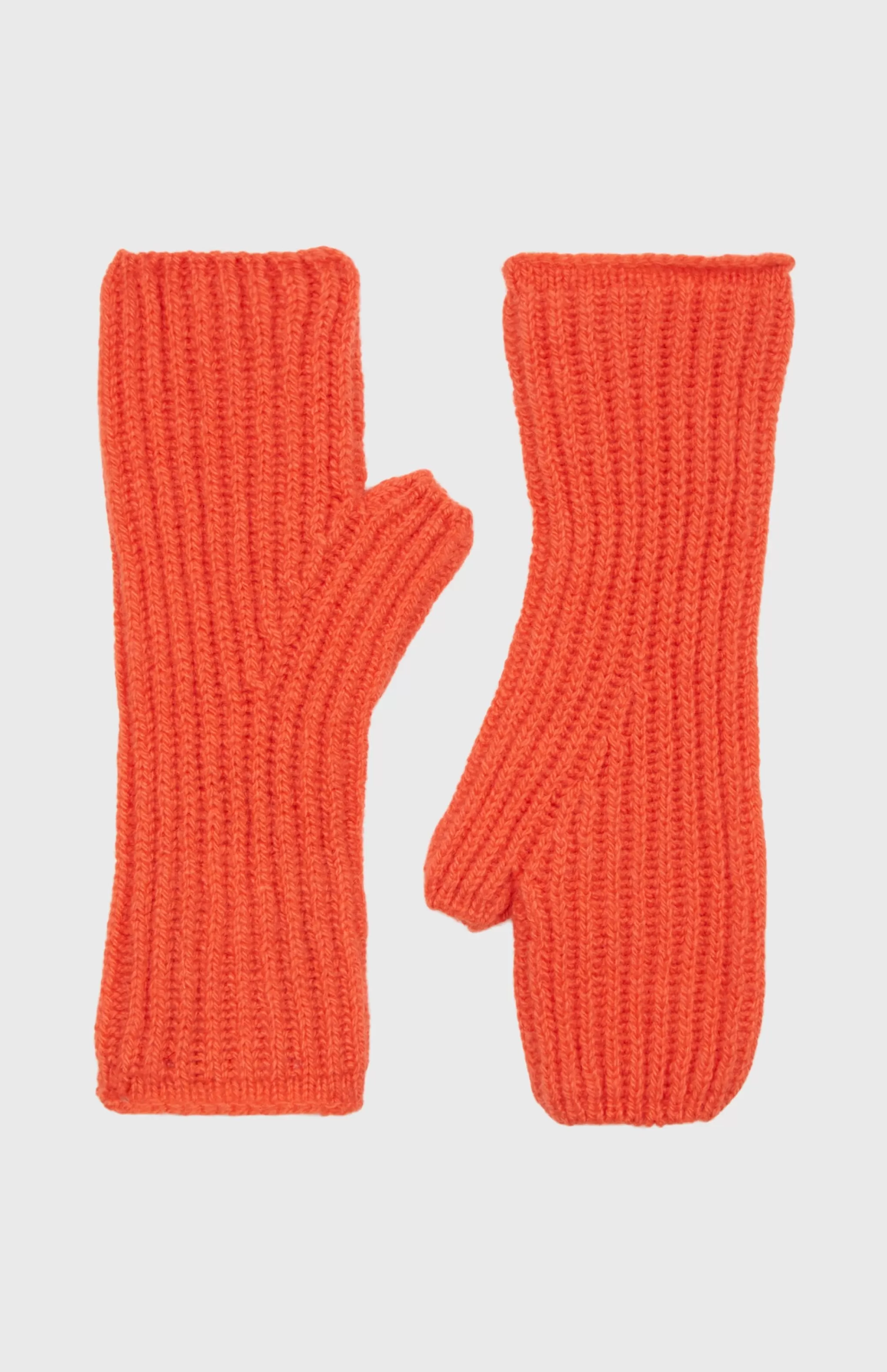 Best Sale Fisherman's Rib Knit Cashmere Wrist Warmers In Coral Men/Women Gloves