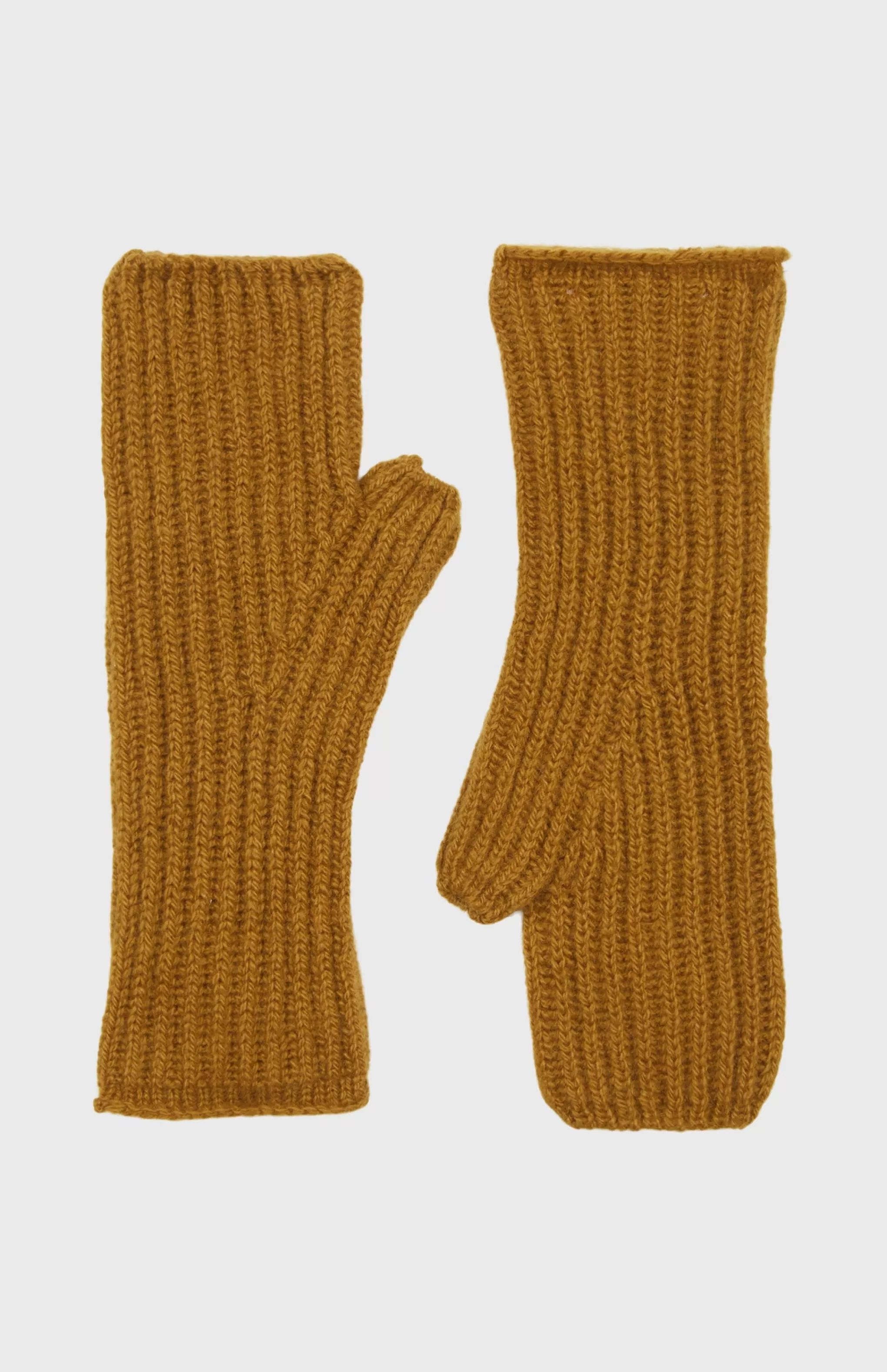 Discount Fisherman's Rib Knit Cashmere Wrist Warmers In Mustard Men/Women Gloves