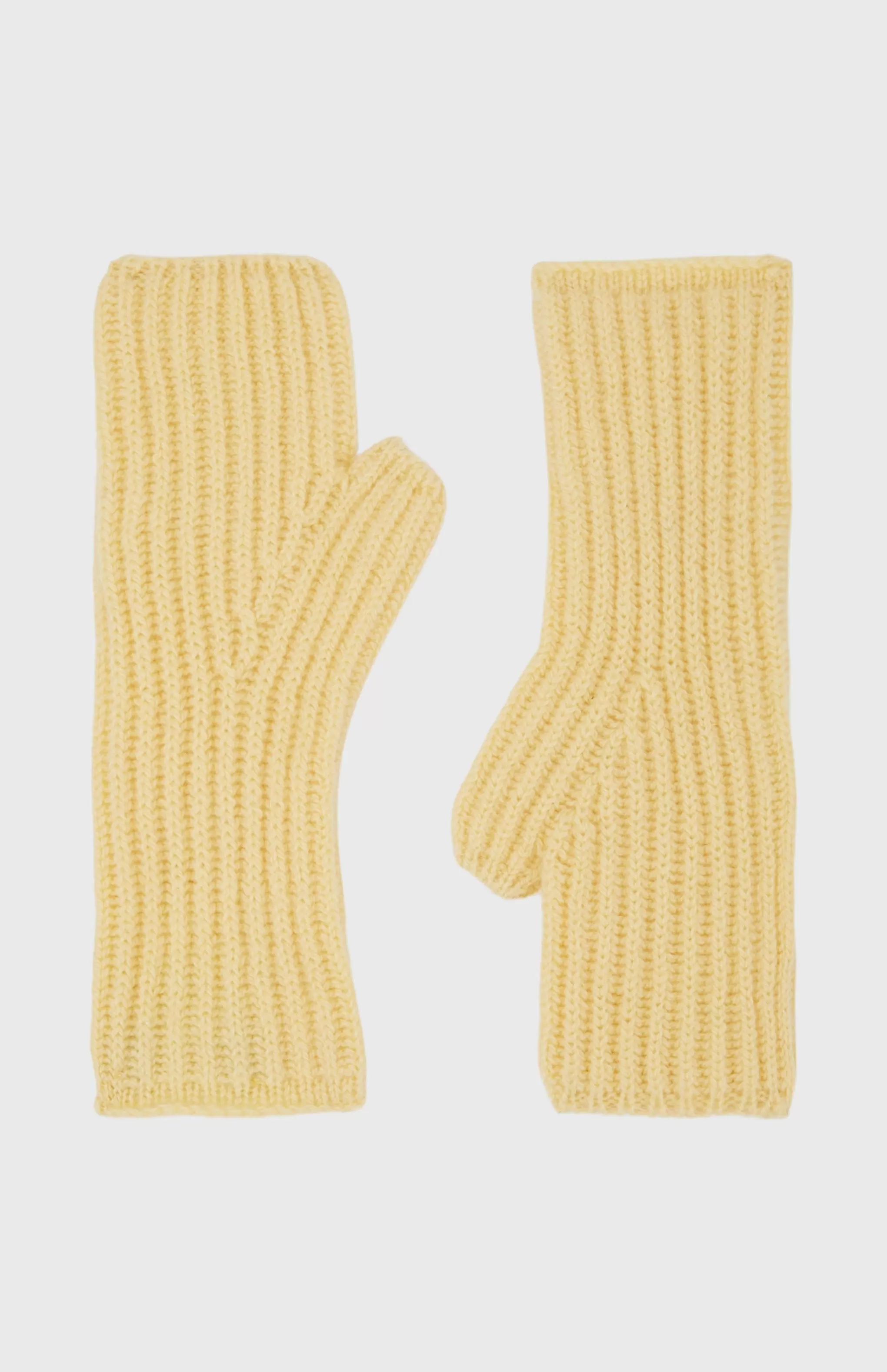 Hot Fisherman's Rib Knit Cashmere Wrist Warmers In Yellow Men/Women Gloves