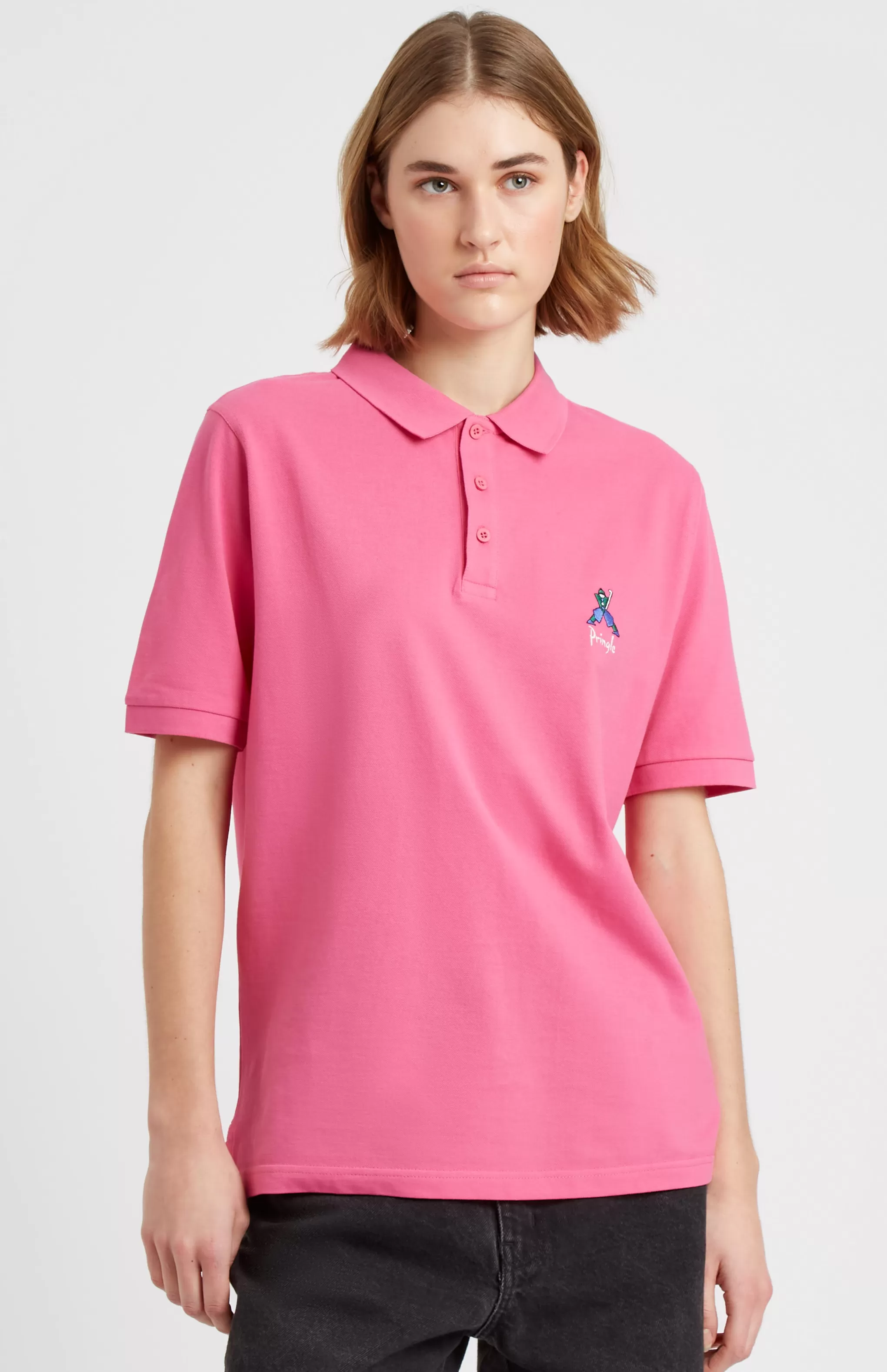 Sale Geometric George Golf Cotton Polo Shirt In Heather Pink Men Polo Shirts