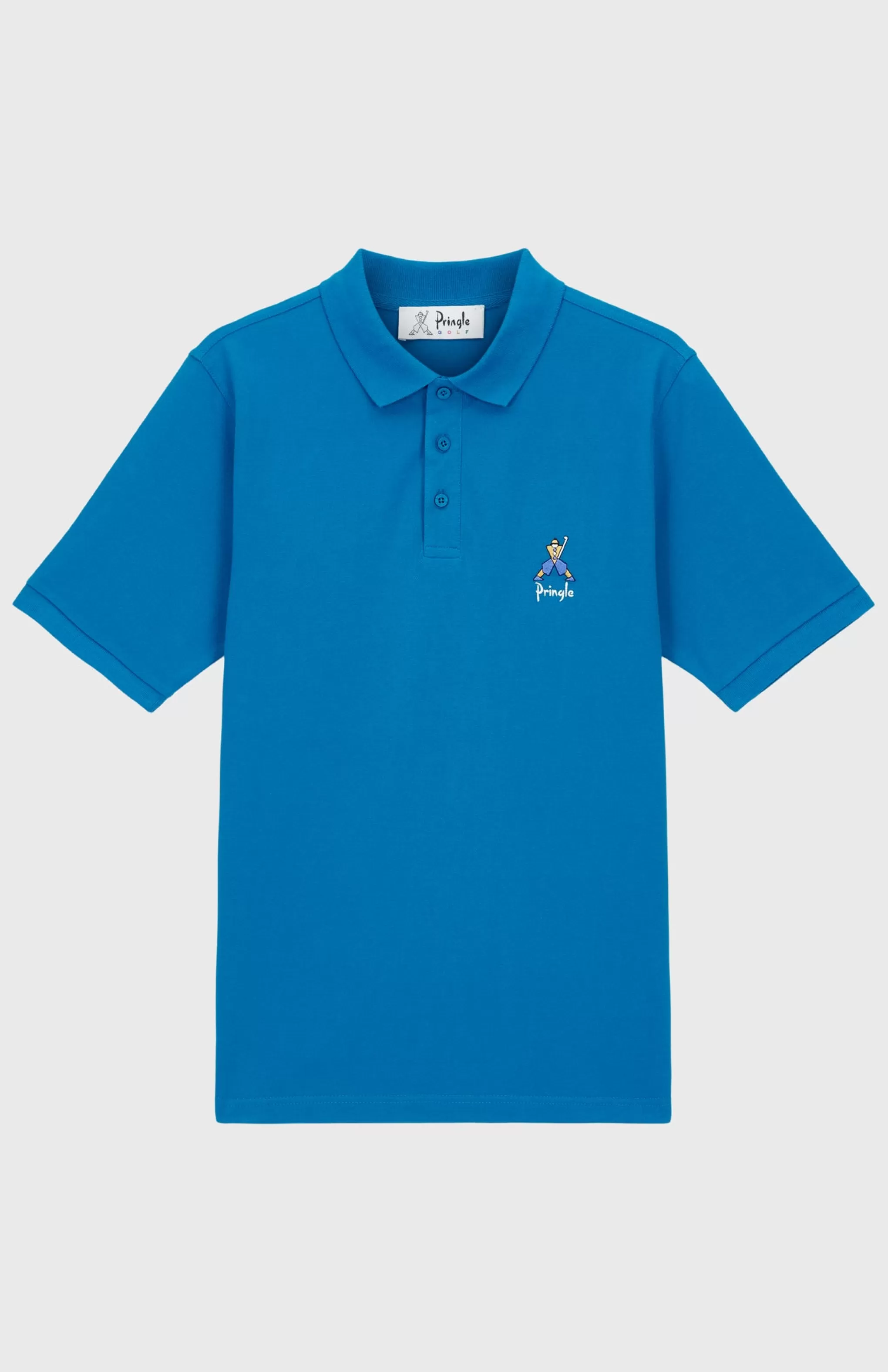 Online Geometric George Golf Cotton Polo Shirt In Lagoon Men Polo Shirts