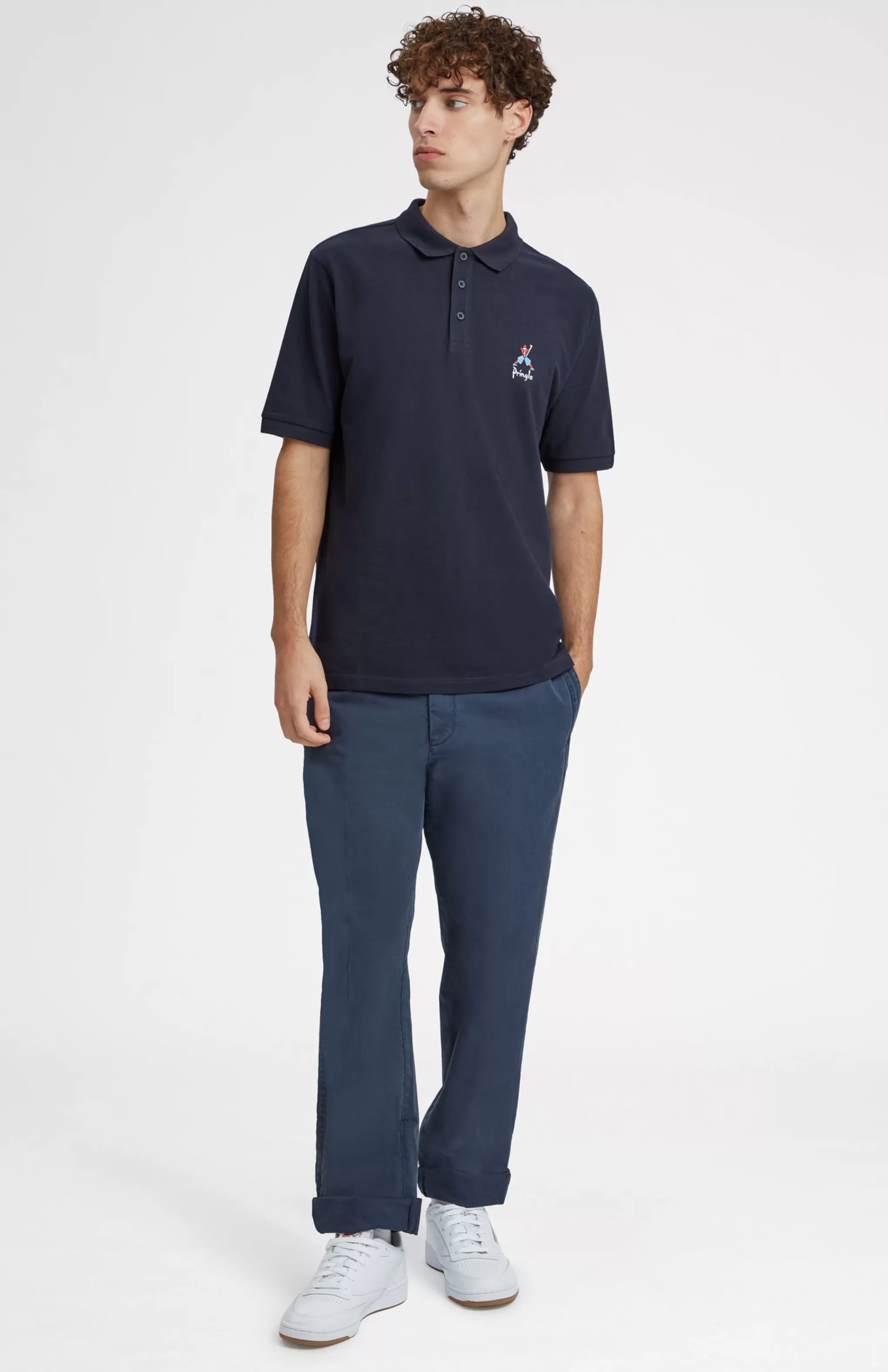 Outlet Geometric George Golf Cotton Polo Shirt In Navy Men Polo Shirts