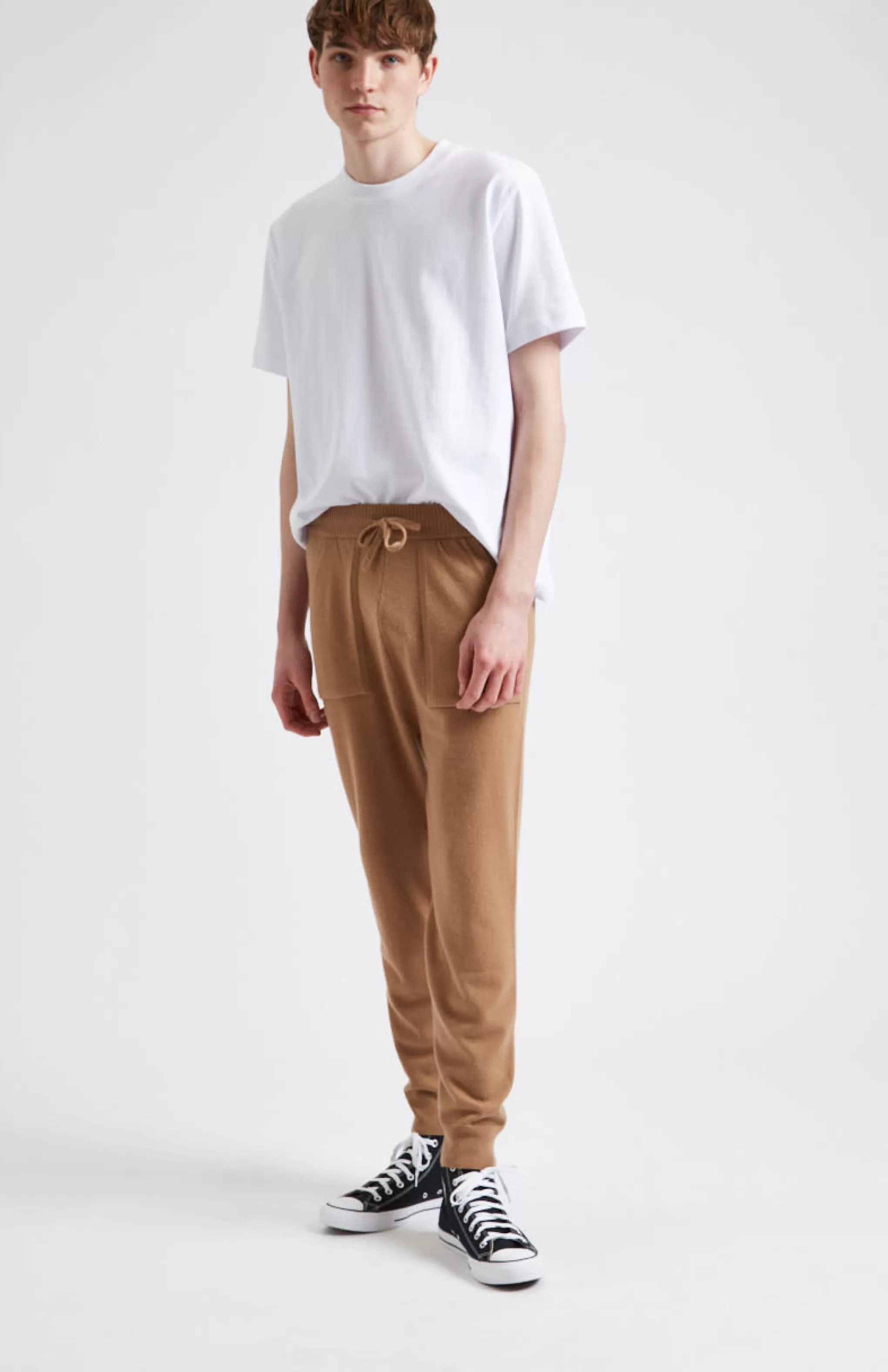 Clearance Men's Knitted Merino Cashmere Joggers In Vicuna Men Loungewear