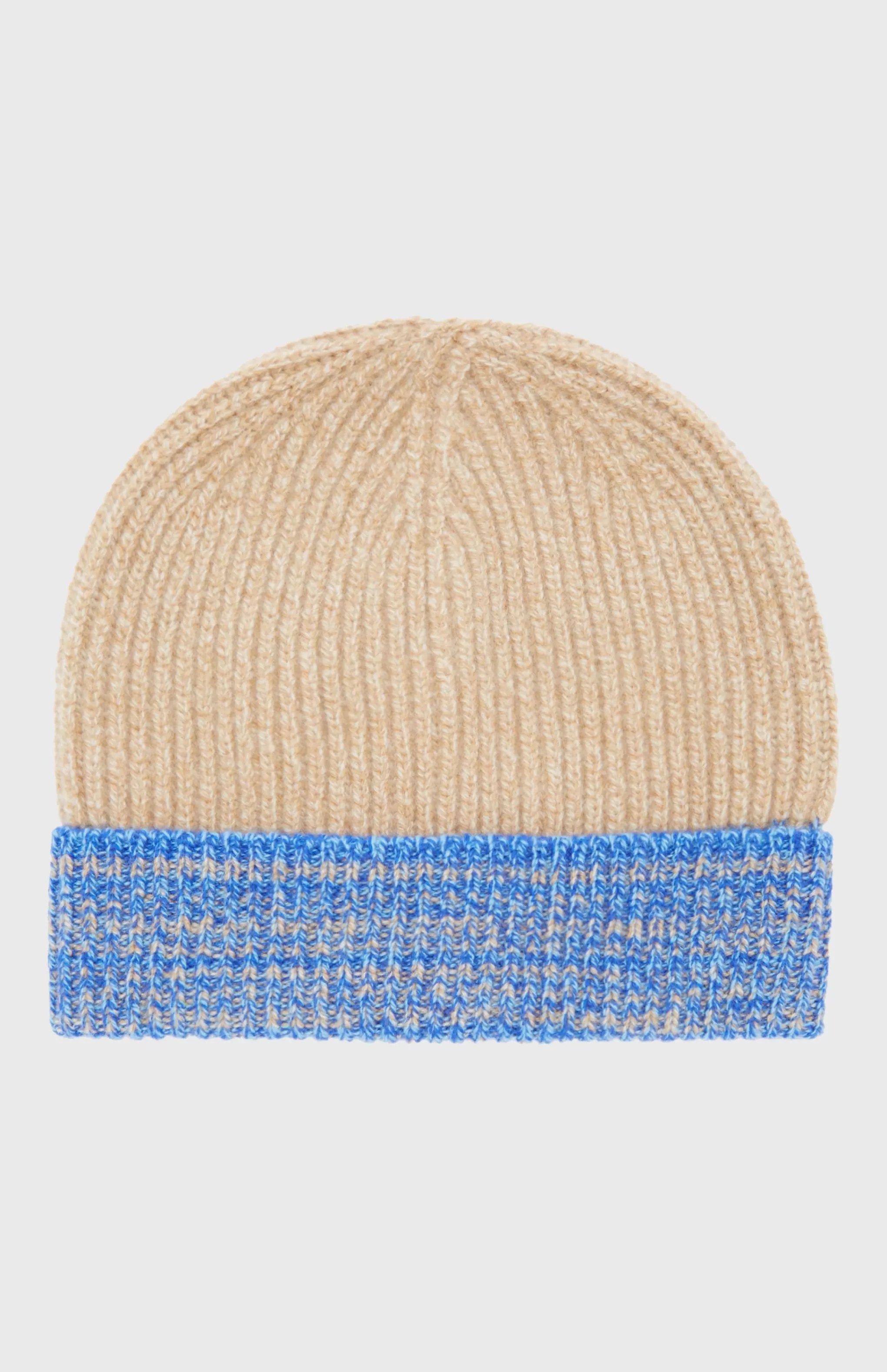 Cheap Men's Lambswool Beanie With A Mouline Degrade Effect In Cobalt And Camel Men Hats