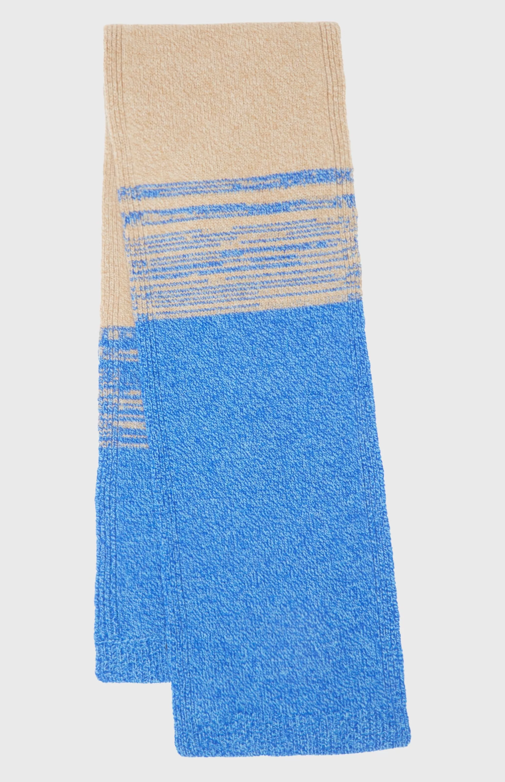 Clearance Men's Lambswool Scarf With A Mouline Degrade Effect In Cobalt And Camel Men Scarves