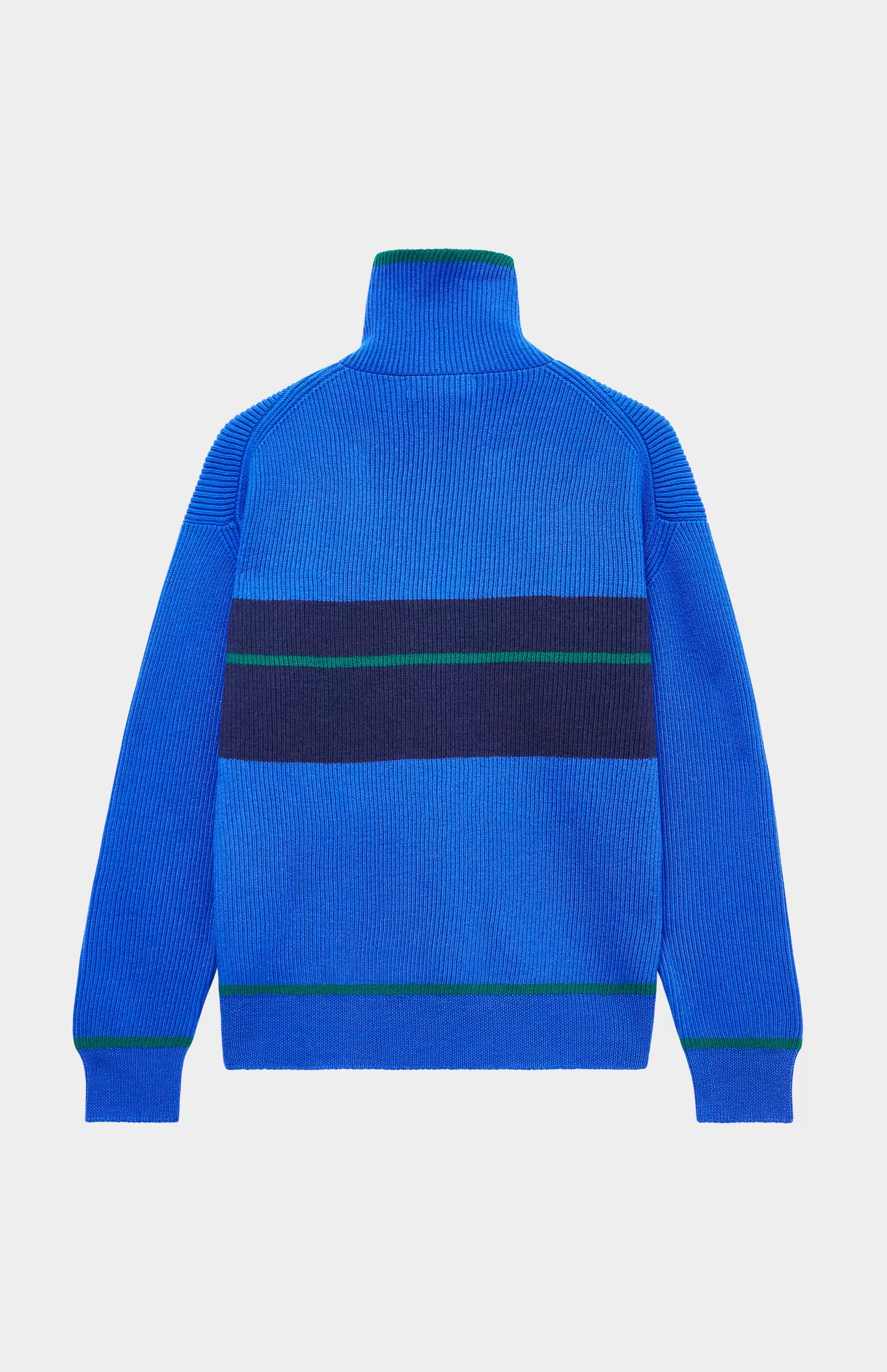 Clearance Men's Merino Half Zip Sweater In Azure Blue Men High Neck Knits
