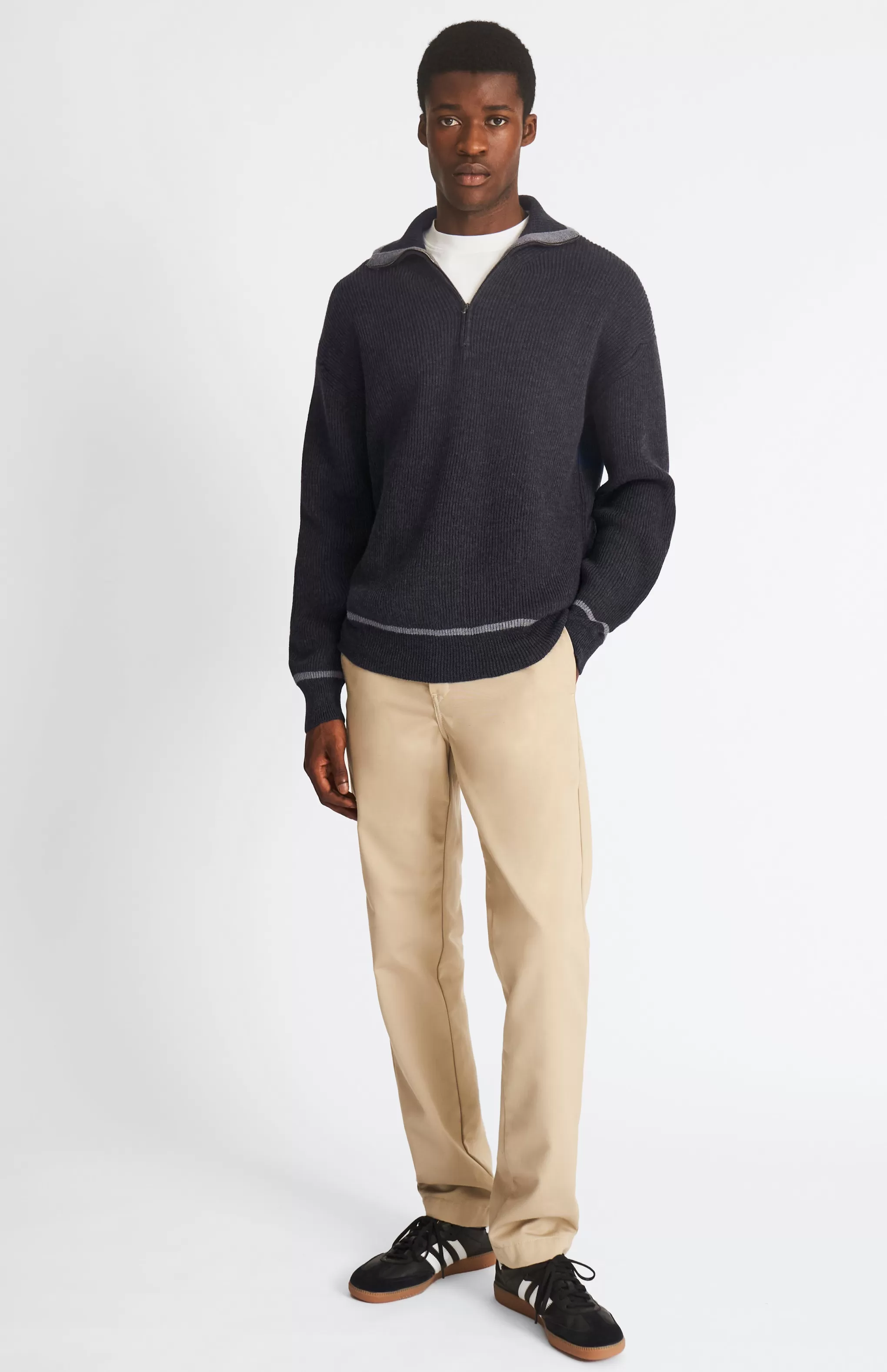 Online Men's Merino Half Zip Sweater In Charcoal Men Heavy Weight Knits