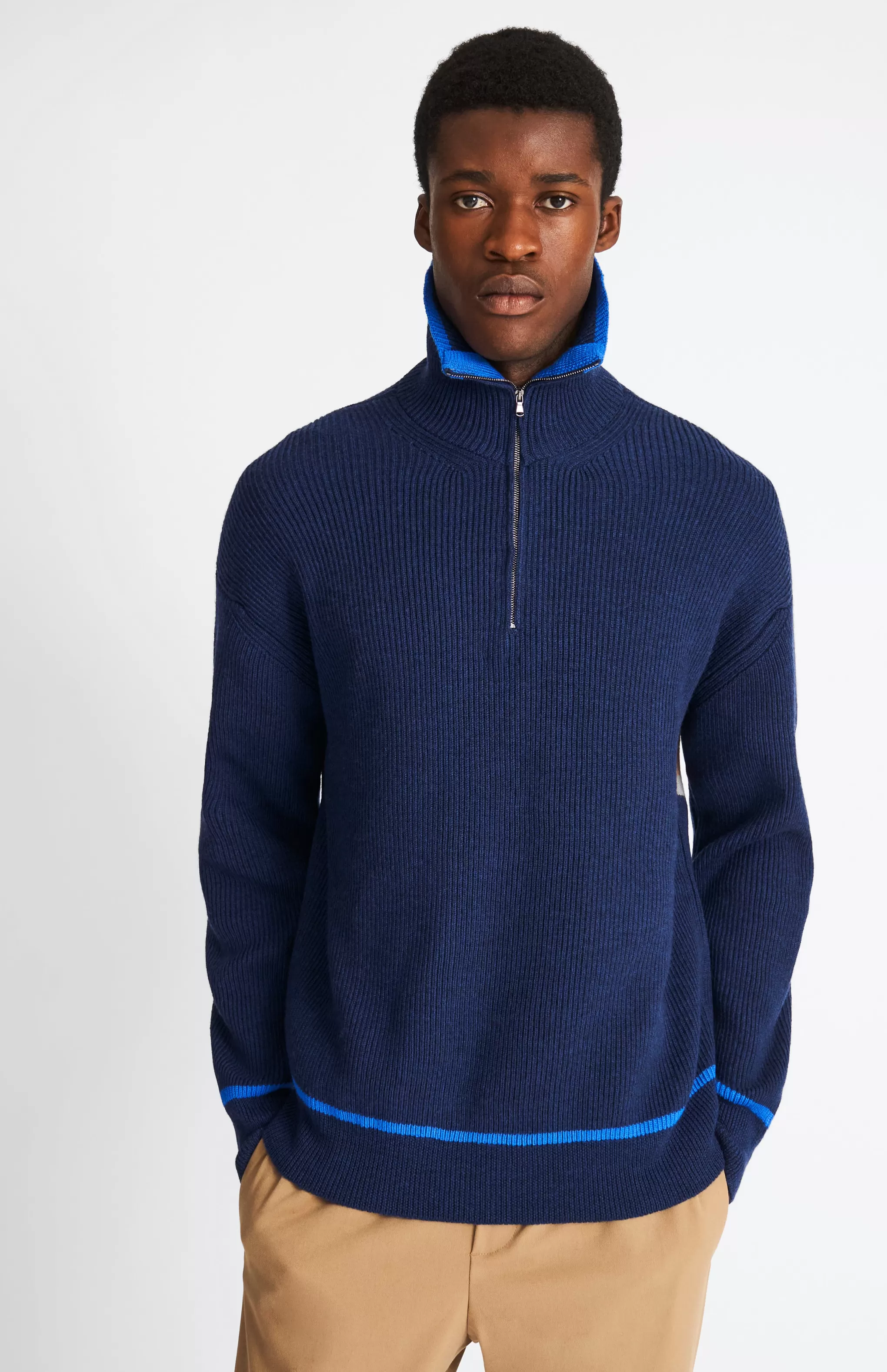 Discount Men's Merino Half Zip Sweater In Ink Men Heavy Weight Knits