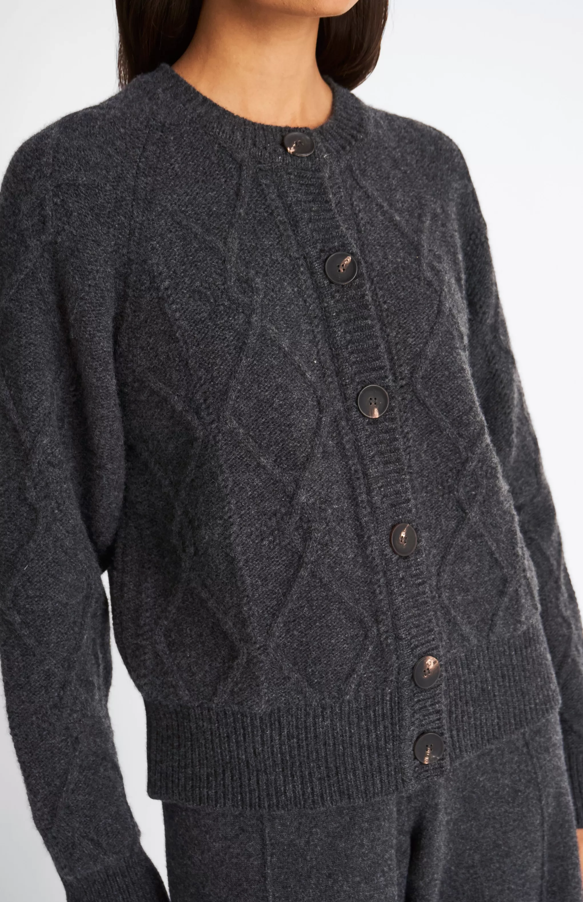 Sale Multi Texture Cashmere Blend Cardigan In Charcoal Men/Women Lambswool
