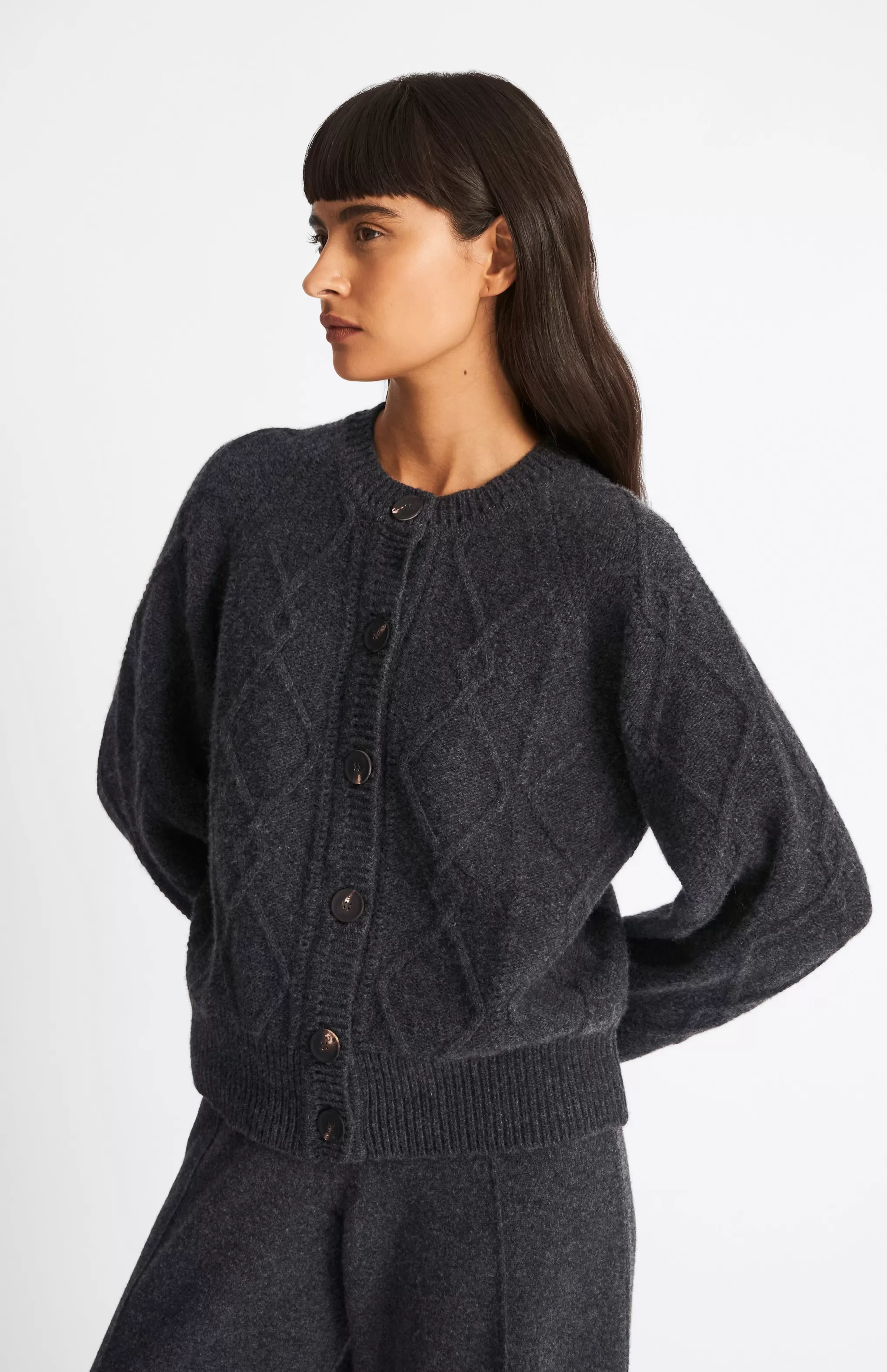 Discount Multi Texture Cashmere Blend Cardigan In Charcoal Men/Women Gifts For Women