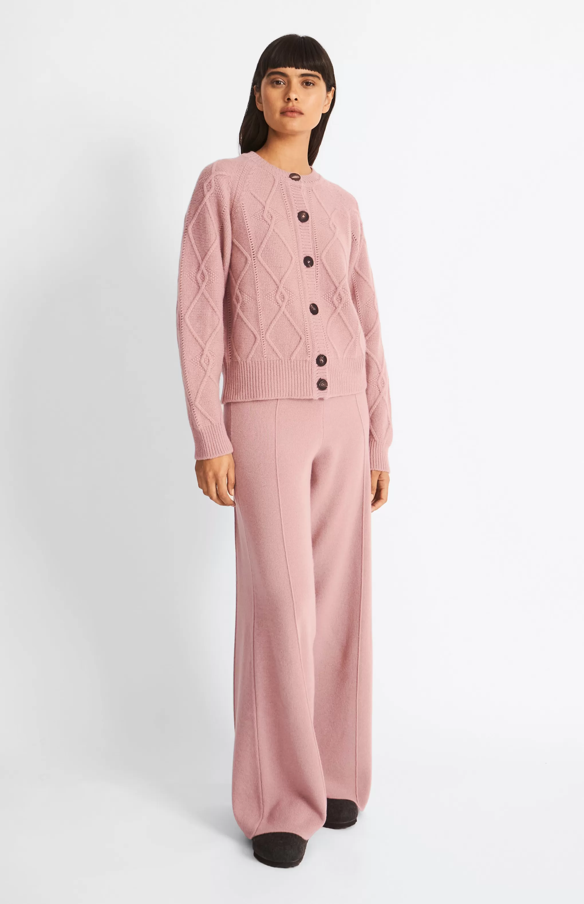Cheap Multi Texture Cashmere Blend Cardigan In Dusty Pink Men/Women Lambswool