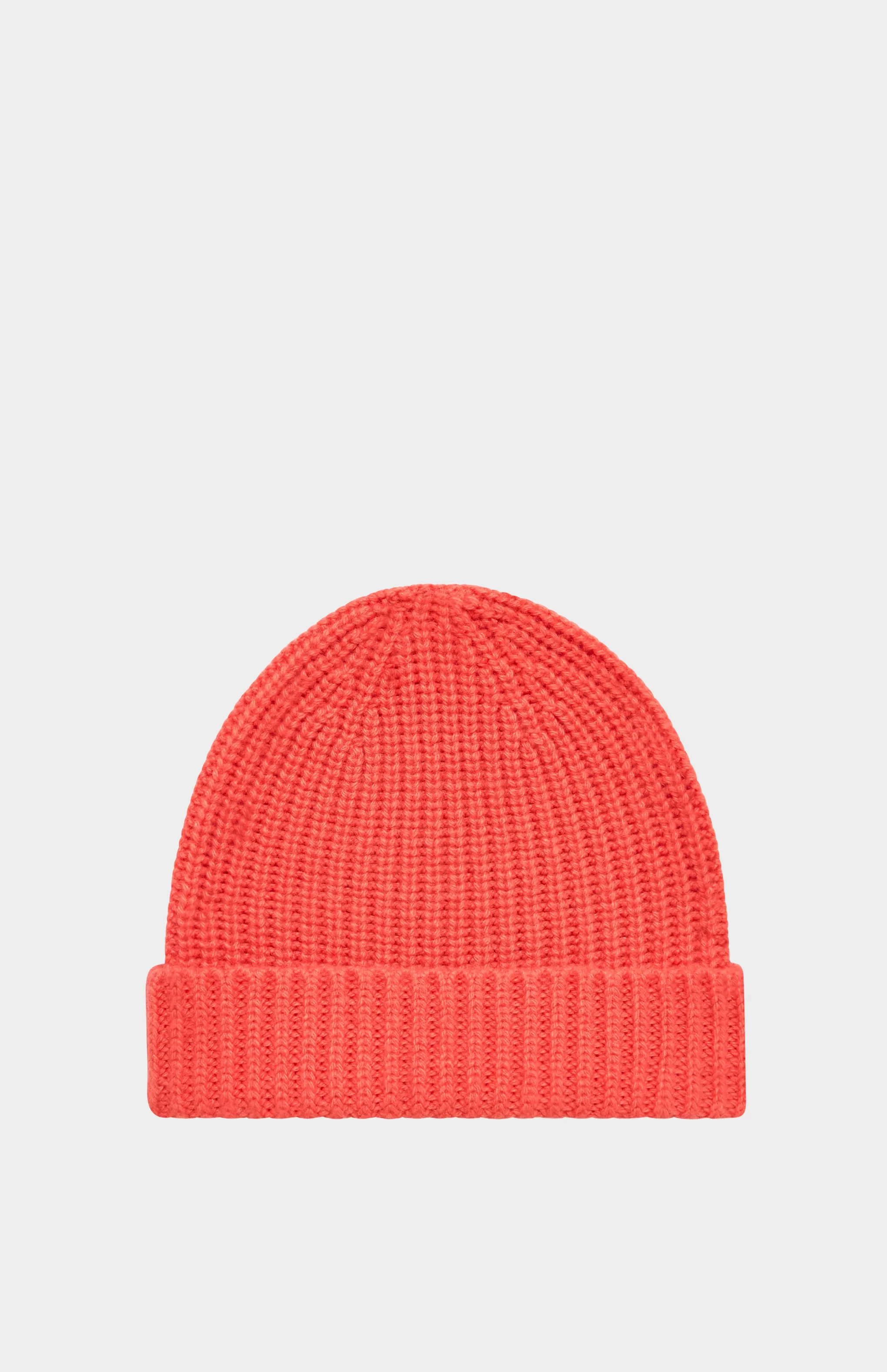 Shop Ribbed Cosy Cashmere Beanie In Coral Men Hats