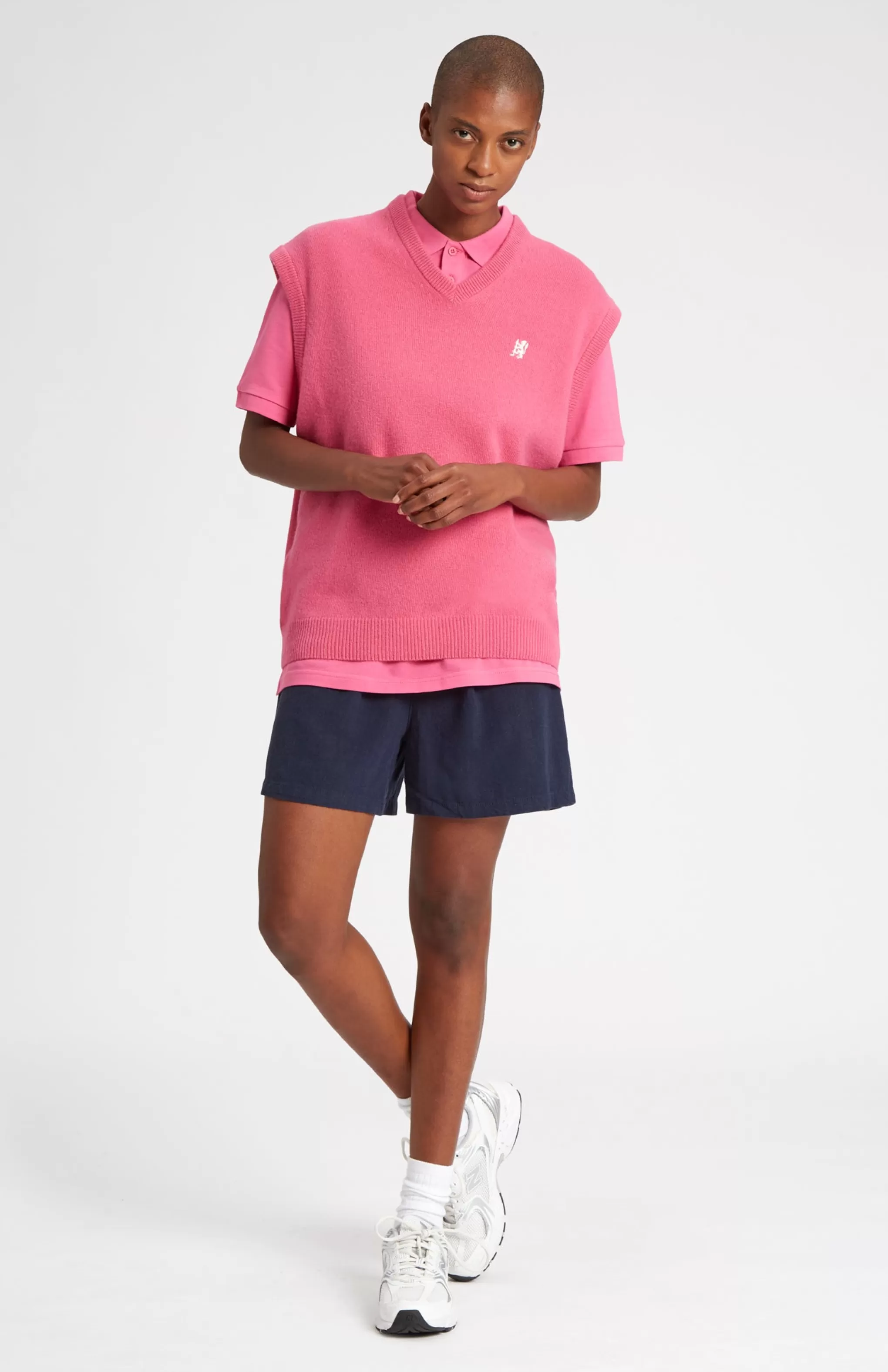Cheap V Neck Sleeveless Golf Jumper In Heather Pink With Golfing Lion Logo Men/Women Vests