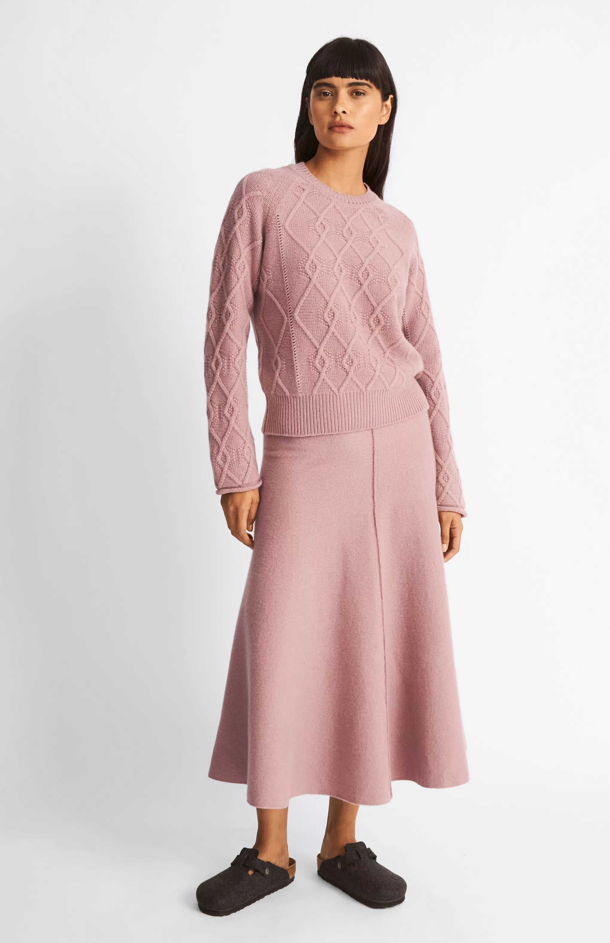Best Sale Women's Cashmere Blend Midi Skirt In Dusty Pink Men/Women Loungewear