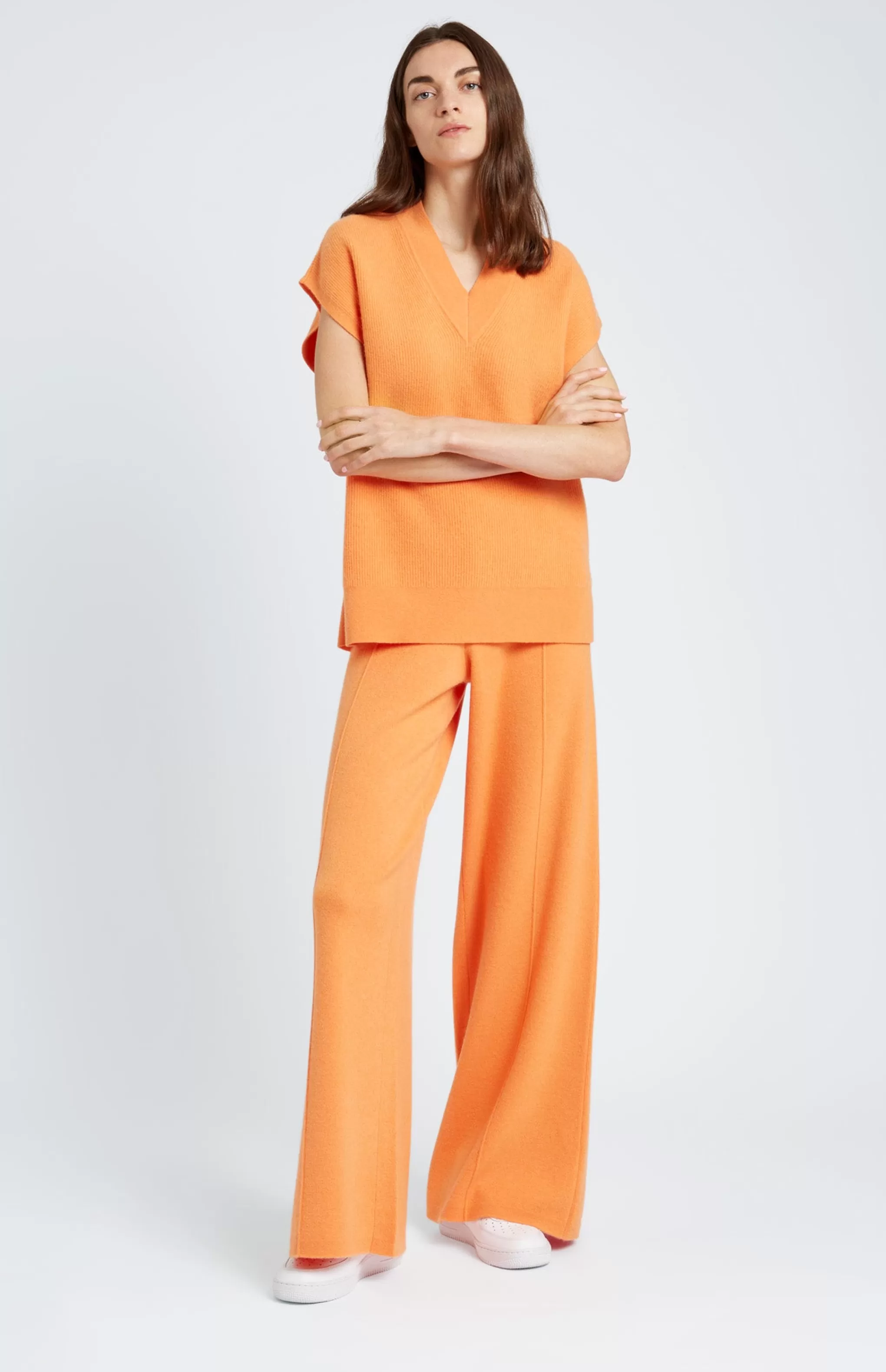 Best Sale Women's Cashmere Blend Trousers In Burnt Orange Men/Women Trousers