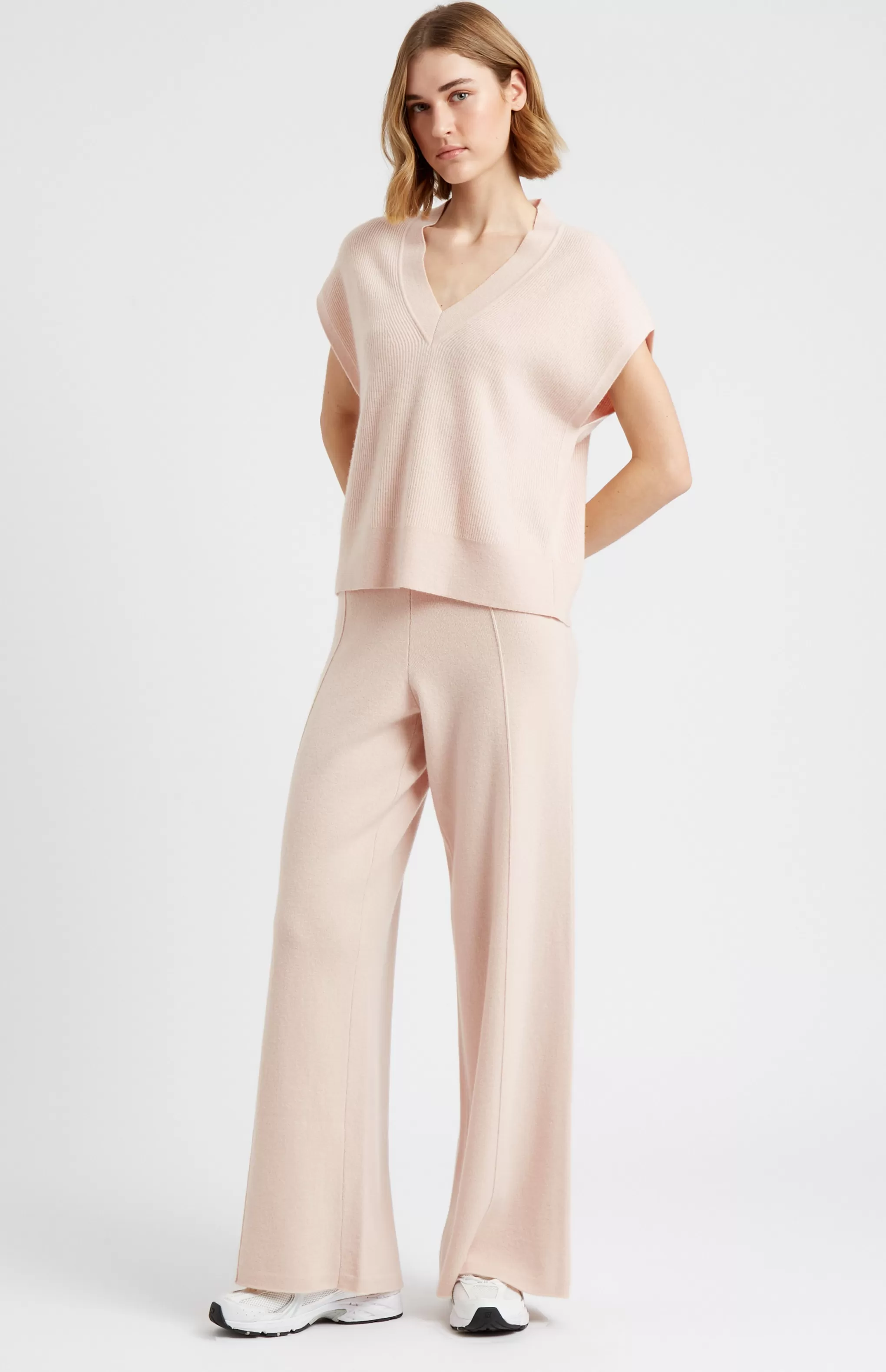 Cheap Women's Cashmere Blend Trousers In Pink Champagne Men/Women Trousers