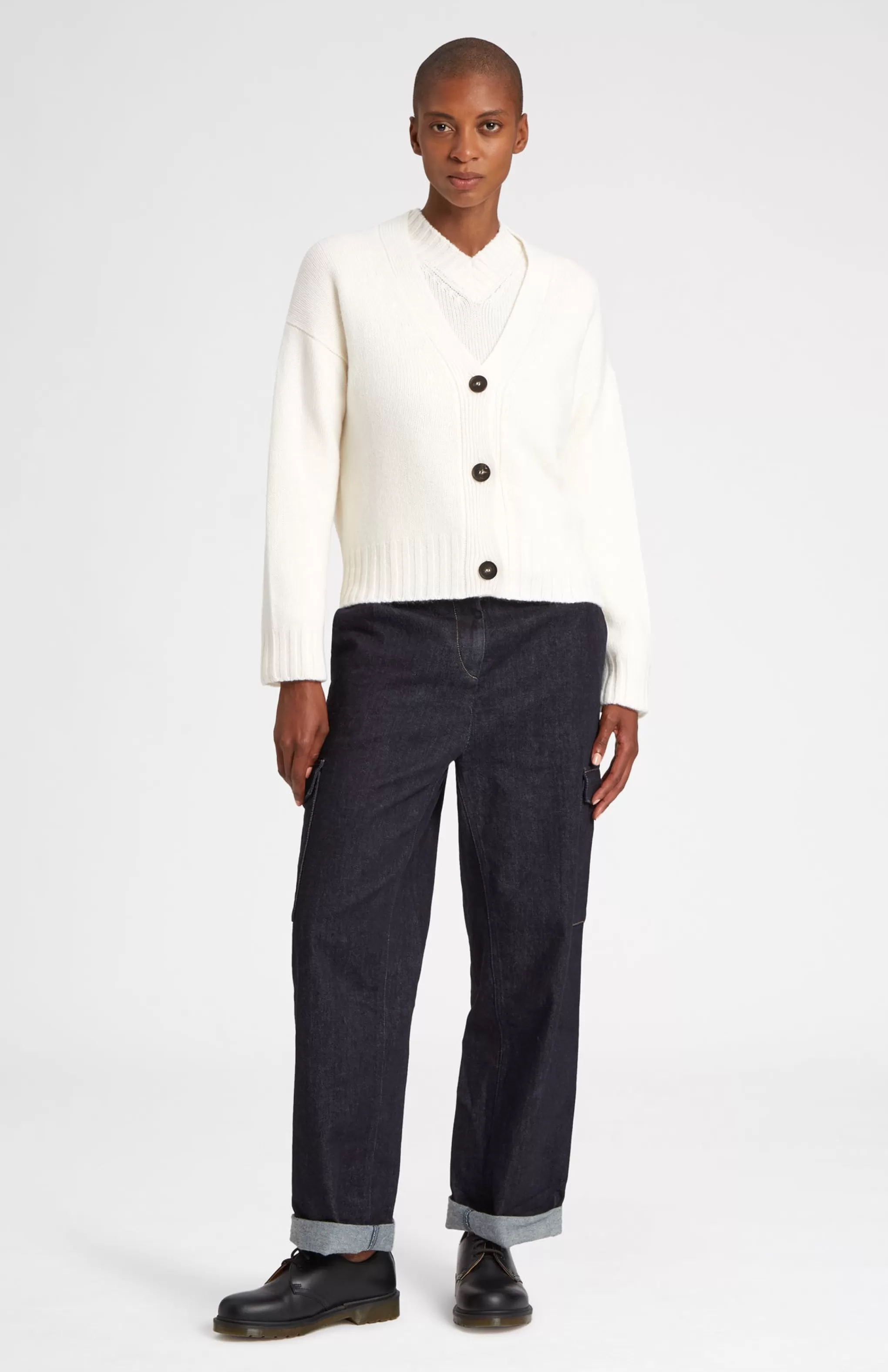Best Sale Women's Cropped Cosy Cashmere Cardigan In Vanilla Cream Men/Women Cashmere