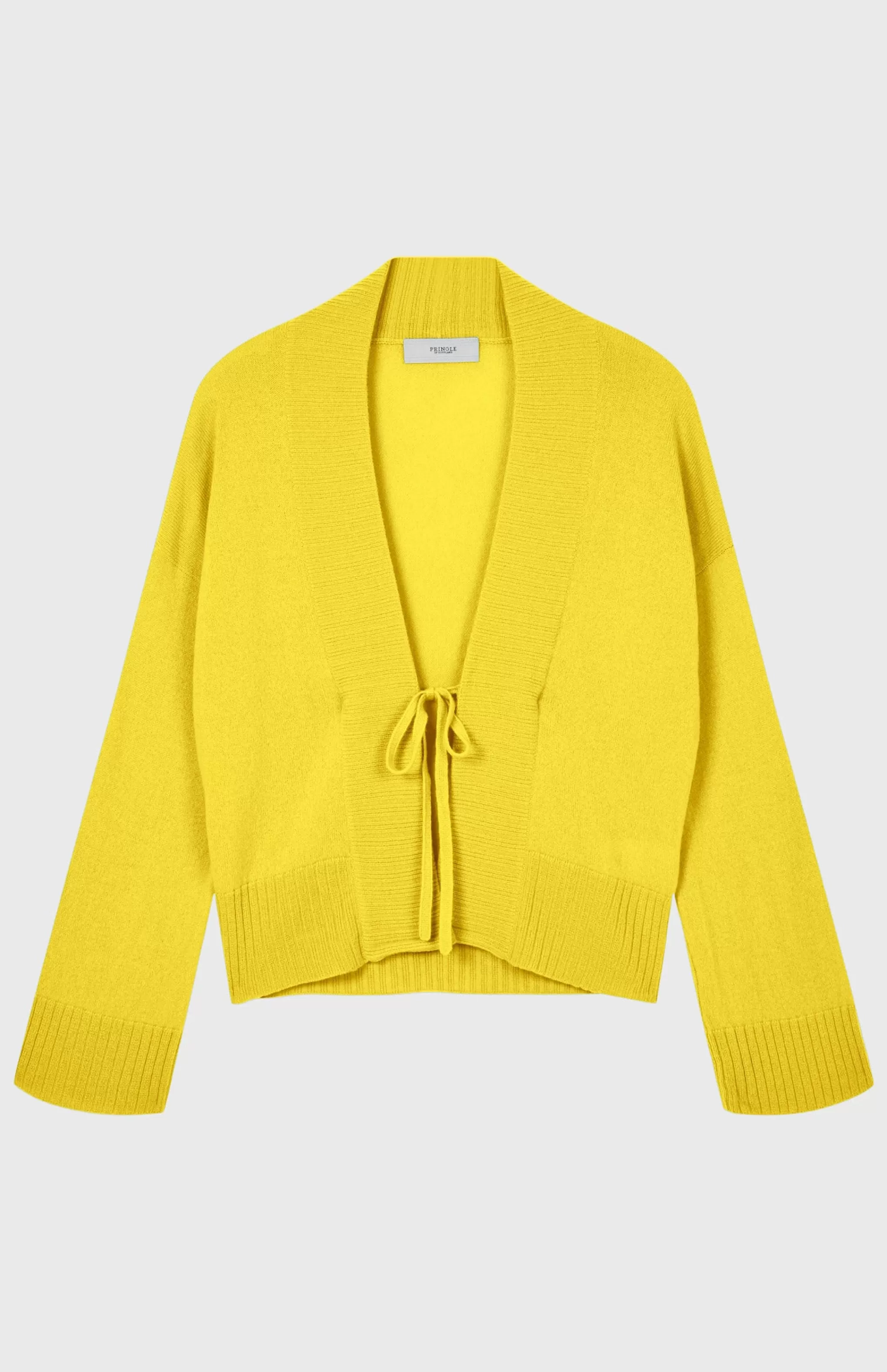 Clearance Women's Lightweight Cashmere Open Cardigan With Tie In Bright Yellow Men/Women Cardigans