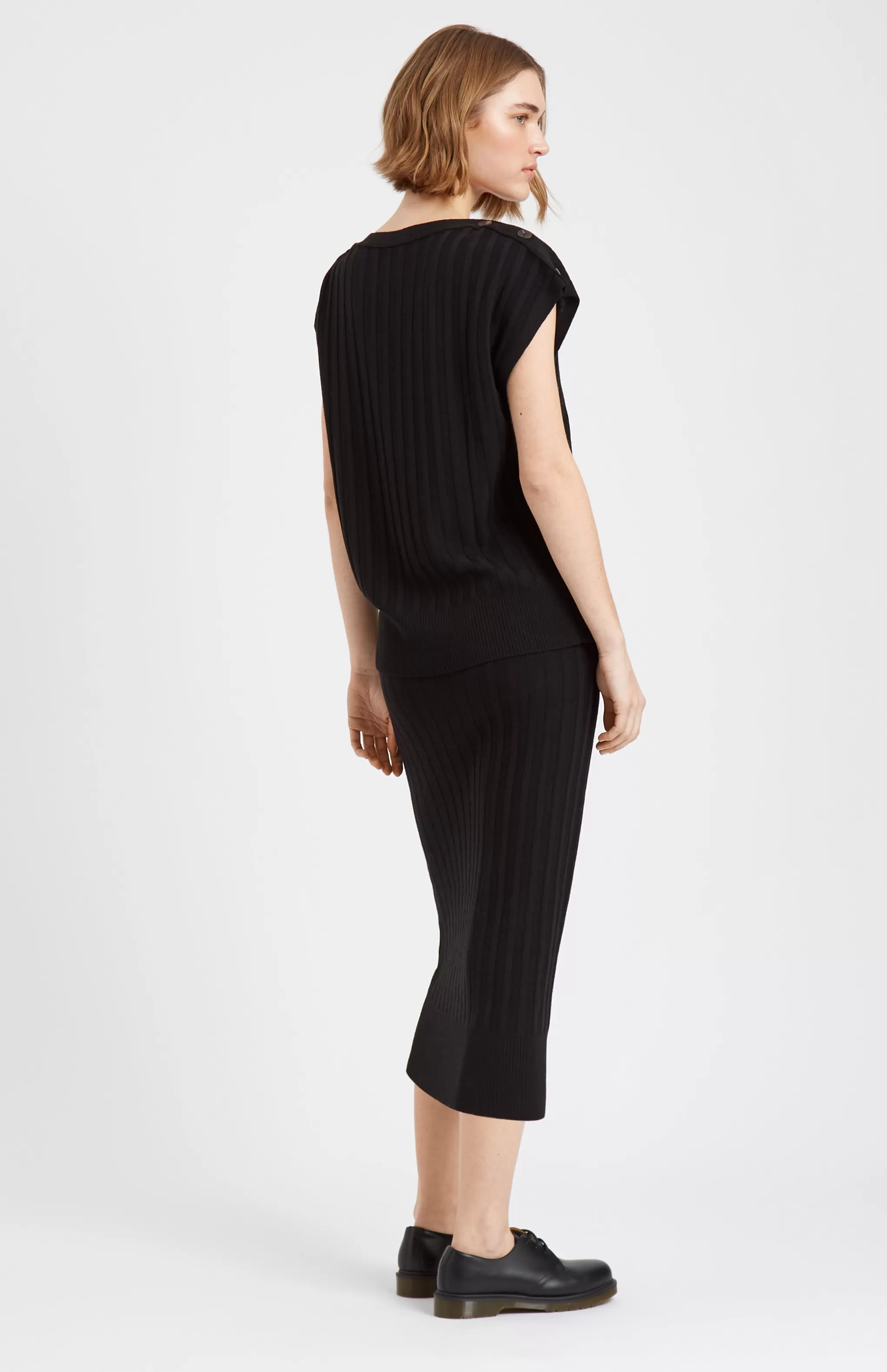 Best Sale Women's Long Ribbed Merino Skirt In Black Men/Women Medium Weight Knits
