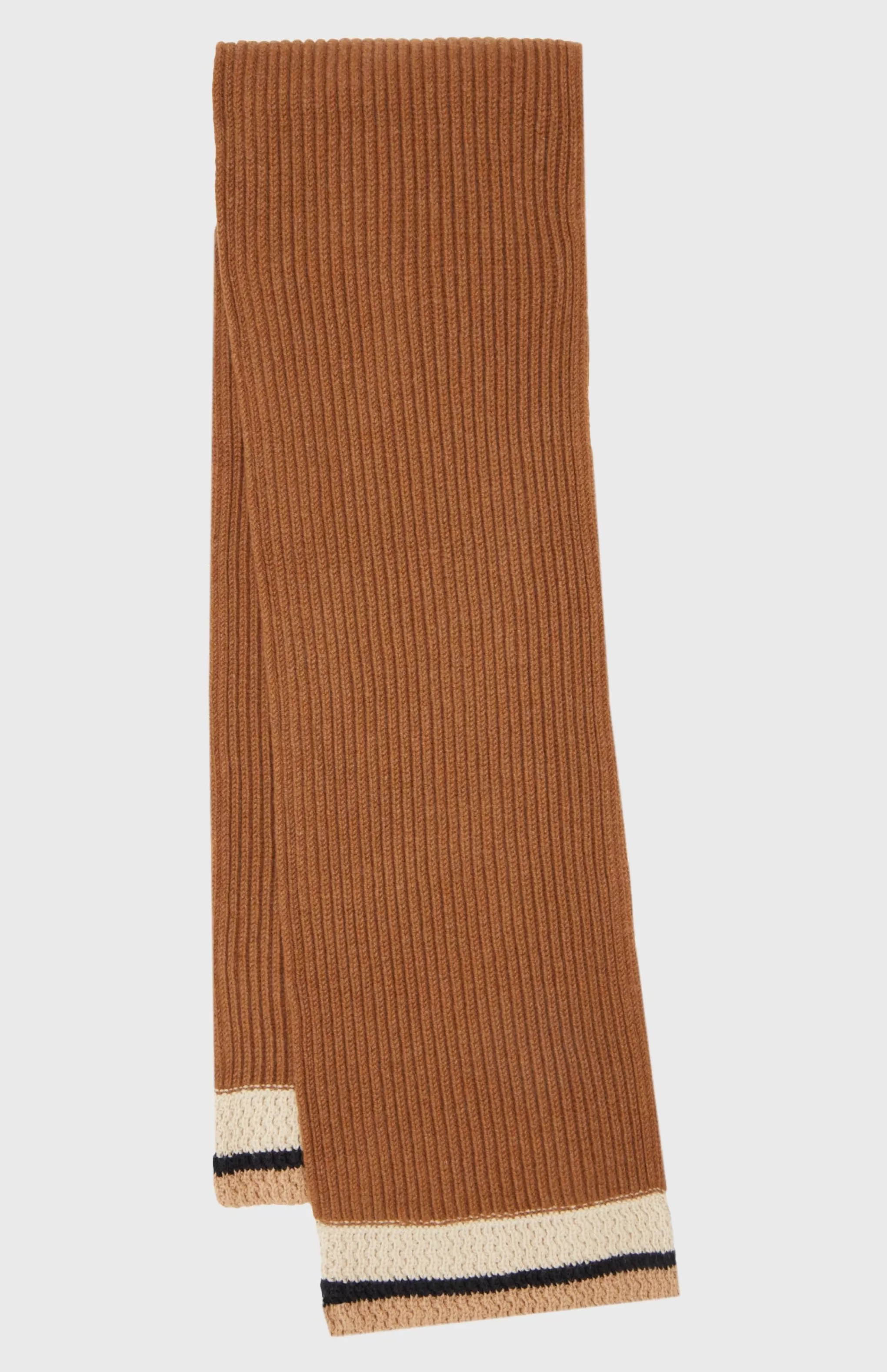 Best Sale Wool Cashmere Blend Scarf With Allover Chunky Cardigan Rib In Vicuna Men/Women Scarves